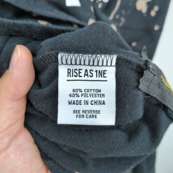 Rise As 1ne Men Small Colored Paint Patched Zipper Yeezy Longline T Shirt Black - Picture 10 of 13